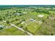 Expansive aerial view showcasing the horse property with paddocks, training areas, and lush green pastures at 5415 Nw 100Th St, Ocala, FL 34482