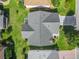 Aerial perspective of the property showcasing the roof, backyard, and landscaping at 7474 Se 172Nd Fieldcrest St, The Villages, FL 32162