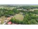 Panoramic aerial view of a rural property featuring lush greenery, open fields, and scattered homes, showcasing its peaceful location at 10575 Sw 27Th Ave, Ocala, FL 34476
