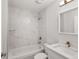 Bright bathroom featuring marble tiled shower and modern vanity sink at 13300 Sw 105Th Pl, Dunnellon, FL 34432