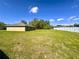 Backyard view showcases a large, grassy area with a privacy fence at 15585 Sw 46Th Cir, Ocala, FL 34473