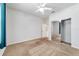 Bedroom featuring a closet, carpeted floors and a ceiling fan at 7432 Sw 98Th Ave, Ocala, FL 34481