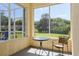 Bright, covered patio with table and chair setup overlooking the green backyard at 8904 Sw 84Th Cir, Ocala, FL 34481