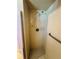 White tiled shower features grab bar, and handheld shower in an enclosed area at 10081 Sw 93Rd Ave, Ocala, FL 34481