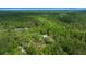 High angle view showing the home surrounded by lush green canopy and a nearby pond at 11311 Ne 40Th Street Rd, Silver Springs, FL 34488