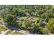Sprawling aerial view of a property showcasing mature trees, a backyard pool, and a fenced-in yard at 4410 Ne 13Th St, Ocala, FL 34470