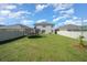 Wide view of the green fenced backyard with a trampoline set and a small tree at 4806 Sw 86Th Ln, Ocala, FL 34476