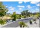 A landscaped backyard with gravel path, palm trees, and a grassy field at 10293 Sw 96Th Ln, Ocala, FL 34481