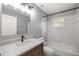 Bathroom features vanity with white countertop, tub, and updated fixtures at 2199 Se 175Th Ter, Silver Springs, FL 34488