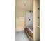 Small bathroom includes a tile shower with step up and walls ready for sheet rock and paint at 3360 Se 183Rd Avenue Rd, Ocklawaha, FL 32179