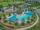 Spacious community pool with sunshades, surrounded by lush landscaping and palm trees, ideal for relaxation and recreation at 4306 Nw 54Th Ter, Ocala, FL 34482