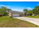 Ranch-style home showcasing its attached garage, neutral siding, and well-kept front yard at 5580 Se 21St Ln, Ocala, FL 34480