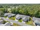 An aerial view of residential neighborhood showcasing well-maintained homes surrounded by mature trees and lush landscapes at 10441 Sw 85Th Ct, Ocala, FL 34481