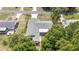 An aerial view of a single-Gathering home with a screened-in lanai and mature trees at 11153 Sw 79Th Ave, Ocala, FL 34476