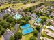 Aerial view of the neighborhood highlighting community pool, tennis courts, and lush landscaping at 15426 Sw 14Th Avenue Rd, Ocala, FL 34473