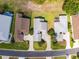 Birds eye view of several homes with mature trees and landscaping, showcasing the neighborhood layout at 15426 Sw 14Th Avenue Rd, Ocala, FL 34473
