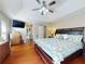 Spacious main bedroom with hardwood floors, tray ceilings, sitting area and access to a private balcony at 17901 Sw 25Th Avenue Rd, Ocala, FL 34473