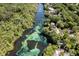 Aerial view showcasing property near the river, homes and mature trees at 21939 Sw 85Th Loop, Dunnellon, FL 34431