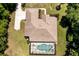 A beautiful screened-in pool and a long driveway on a property with mature trees at 21939 Sw 85Th Loop, Dunnellon, FL 34431