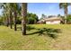 Property featuring lush green lawn with towering palms, and the home in the background at 21939 Sw 85Th Loop, Dunnellon, FL 34431
