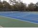 Outdoor tennis courts with green and blue surfaces, surrounded by a fence at 21939 Sw 85Th Loop, Dunnellon, FL 34431