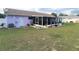 Spacious backyard with an enclosed patio and lush landscaping, ideal for relaxation and outdoor activities at 5606 Sw 107Th St, Ocala, FL 34476