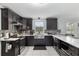 Stylish kitchen showcasing dark cabinets, stainless steel appliances, and elegant marble countertops at 9900 Ne 20 Terrace Rd, Anthony, FL 32617