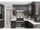 Updated kitchen with stainless steel appliances, dark cabinets, and pantry, offering ample storage at 9900 Ne 20 Terrace Rd, Anthony, FL 32617