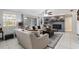 Bright living area featuring a fireplace, comfortable sofas, and an open layout, perfect for gatherings at 9900 Ne 20 Terrace Rd, Anthony, FL 32617