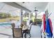 Covered patio shows dining table and chairs with view of the screened in pool and backyard at 1763 Sw 155Th Place Rd, Ocala, FL 34473