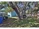 Spacious backyard with lush grass, a shed, a privacy fence and mature trees at 731 Cloverleaf Blvd, Deltona, FL 32725