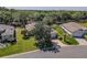 Aerial shot showcasing a single-story residence with manicured lawn and trees near other homes in a tranquil neighborhood at 9325 Se 132Nd Pl, Summerfield, FL 34491
