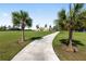 Home at the end of curved driveway lined with palm trees at 9950 Nw 11Th Ter, Ocala, FL 34475