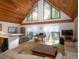 Cozy living room featuring a wood ceiling, large windows, and comfortable seating at 11420 Nw 110Th Ave, Reddick, FL 32686