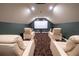 Home theater with comfortable reclining chairs and a large projection screen at 1450 Se 73Rd Pl, Ocala, FL 34480