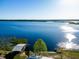 Expansive lake view featuring a private dock, boathouse, and tranquil water at 23800 Ne 190Th St, Fort Mc Coy, FL 32134