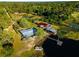 Scenic aerial view showcasing lakefront living with multiple houses, docks, and verdant surroundings at 23800 Ne 190Th St, Fort Mc Coy, FL 32134