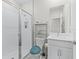 Bathroom with a glass-enclosed shower, white vanity, and modern fixtures at 3840 Se 6Th Ave, Ocala, FL 34480