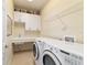 Bright laundry room features tile floors, a utility sink, and built-in cabinets for ample storage at 9443 Sw 71St Loop, Ocala, FL 34481