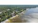 Picturesque aerial shot of charming lakeside properties with private docks nestled along the tranquil lakefront at 12351 Se Hwy 464, Ocklawaha, FL 32179