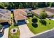 This is an aerial view of a well maintained home with screened in lanai and an attached two car garage at 16299 Sw 14Th Avenue Rd, Ocala, FL 34473