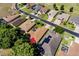 Aerial view of homes in a residential area, highlighting roof styles and landscaping at 16299 Sw 14Th Avenue Rd, Ocala, FL 34473