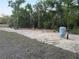 Backyard with well-water filtration system, utility connections and forest as backdrop at 227 Locust Rd, Ocala, FL 34472