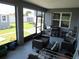 Enclosed back porch with screened windows, outdoor furniture, and grill, ideal for relaxation and entertaining at 4770 Sw 114Th St, Ocala, FL 34476