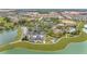 A stunning aerial view of a community clubhouse, tennis courts, resort-style pool, and lush landscaping at 7503 Sw 97Th Terrace Rd, Ocala, FL 34481