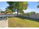 Large backyard featuring lush green grass, shade trees, and a full privacy fence at 8215 Sw 53Rd Ct, Ocala, FL 34476