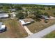 An aerial view of a single Gathering home shows its landscaping and surrounding neighborhood at 10040 Sw 93Rd Ct, Ocala, FL 34481