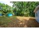 Large grassy backyard featuring mature trees and a storage shed at 1325 42Nd St, Orlando, FL 32839