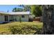 The backyard has a well-manicured lawn, complimented by a wooden fence and a tree at 2219 Ne 18 Ave, Ocala, FL 34470