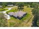 Aerial view of single story home with fenced-in backyard, screened patio, and large garden at 5090 Nw 80Th Avenue Rd, Ocala, FL 34482